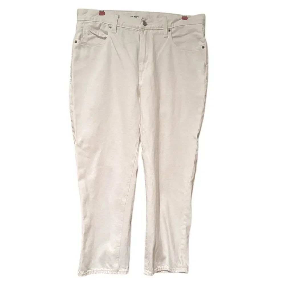 Old Navy White Slouchy Straight High Rise Jeans Size 12